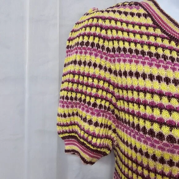 Free People Dress Knit Purple Stripes Twee Retro Mod Bodycon S - Picture 4 of 9